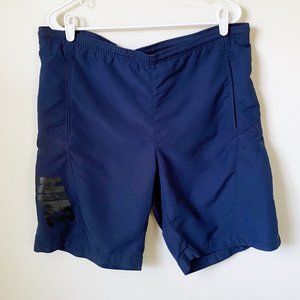 NIke Men's Swim Trunks Shorts Navy Blue Black Logo Mesh Lined, Medium